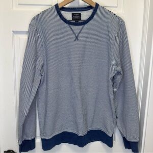 J.‎ Crew Men's Navy and White Striped Crewneck Sweater